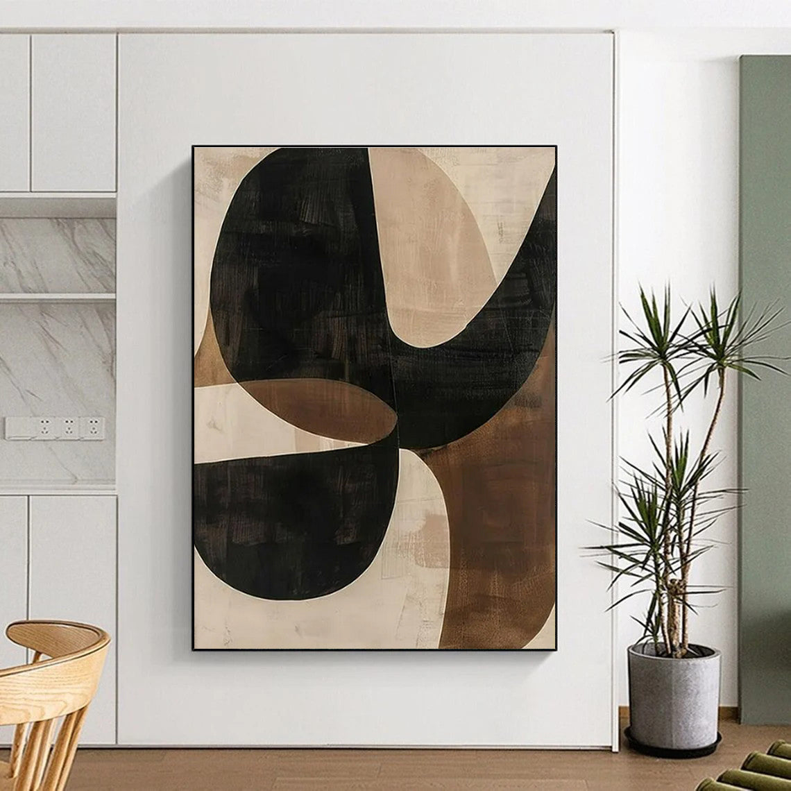 “Intertwined Black - Brown Curves” ,Abstract Organic Art CT0869