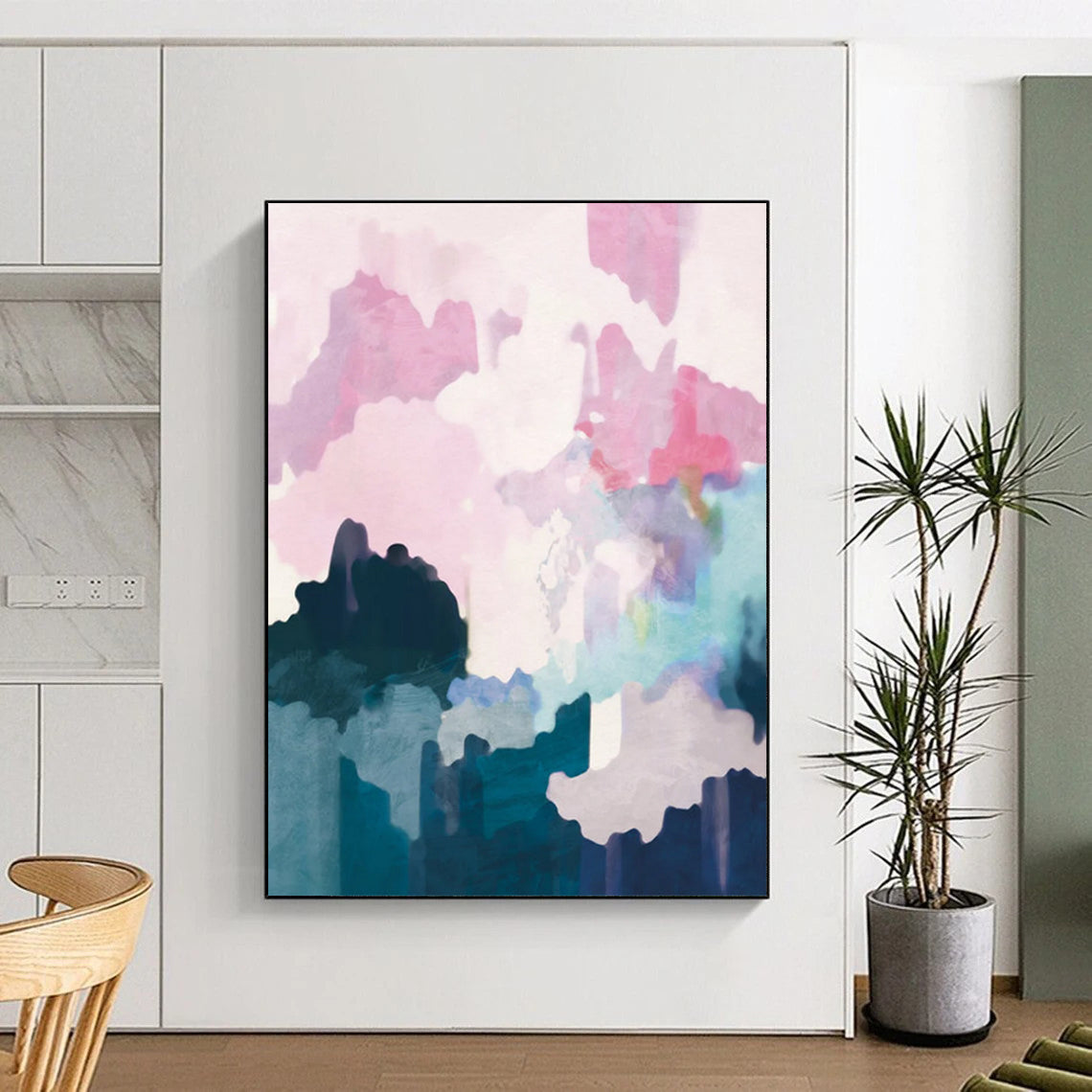 “Pastel Abstract Clouds” - Pink, Purple, Blue, White Abstract Painting On Canvas DTP235