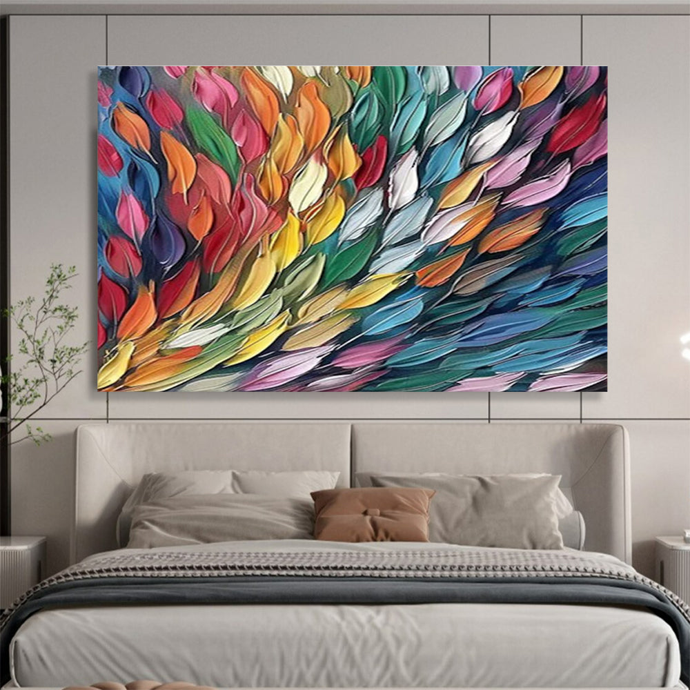 Colorful Feather - Like Forms Painting On Canvas DKH689