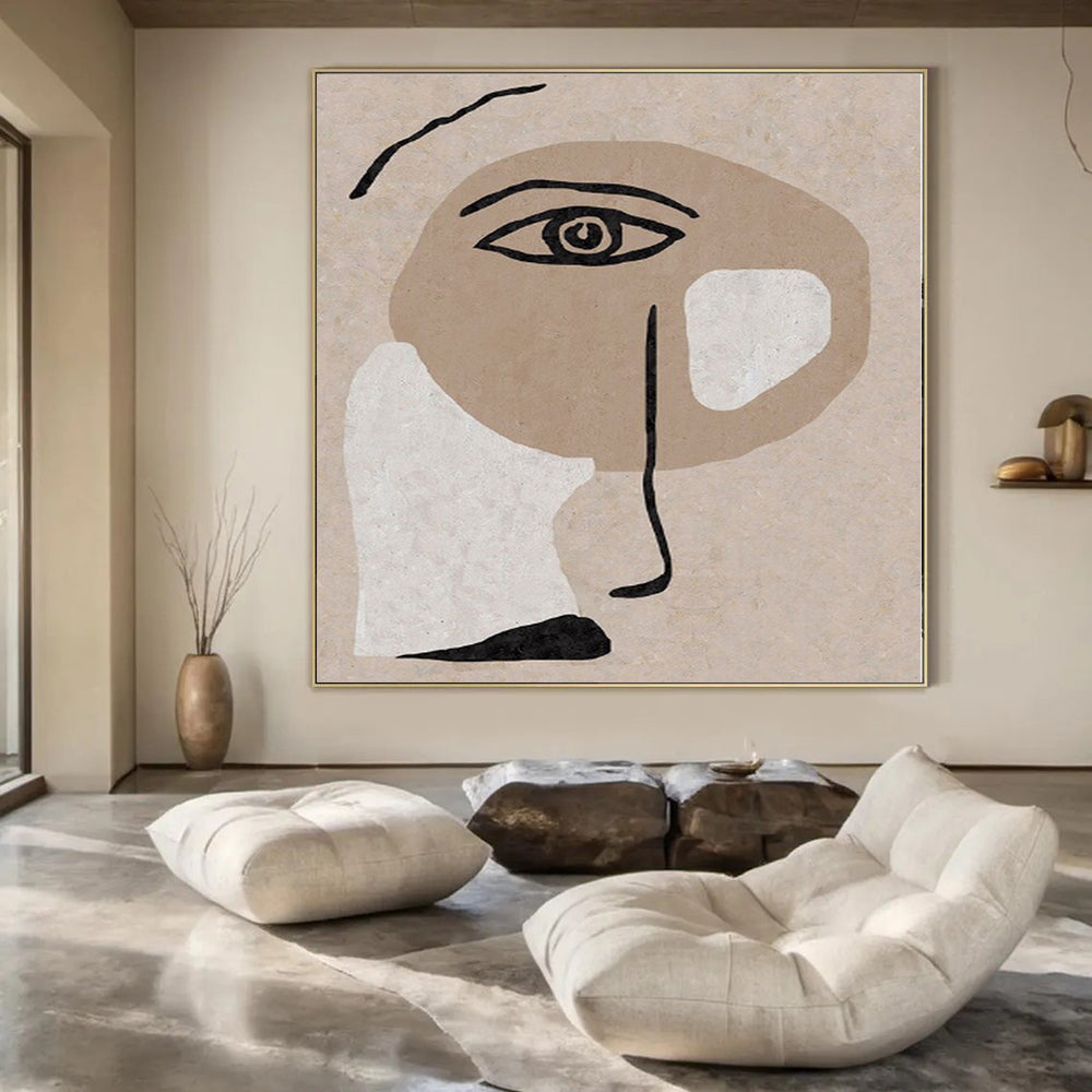 “Beige - Brown - Black Abstract Face” – Minimalist Portrait Art CT1144