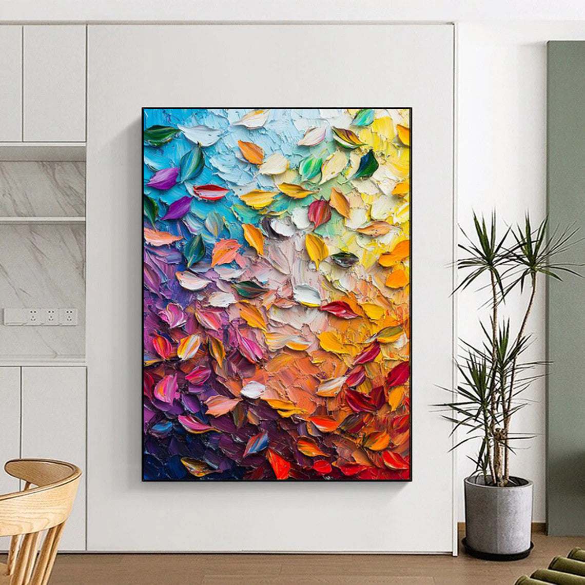 “Colorful Petal Mosaic” – Impasto Floral Oil Creation CT2071