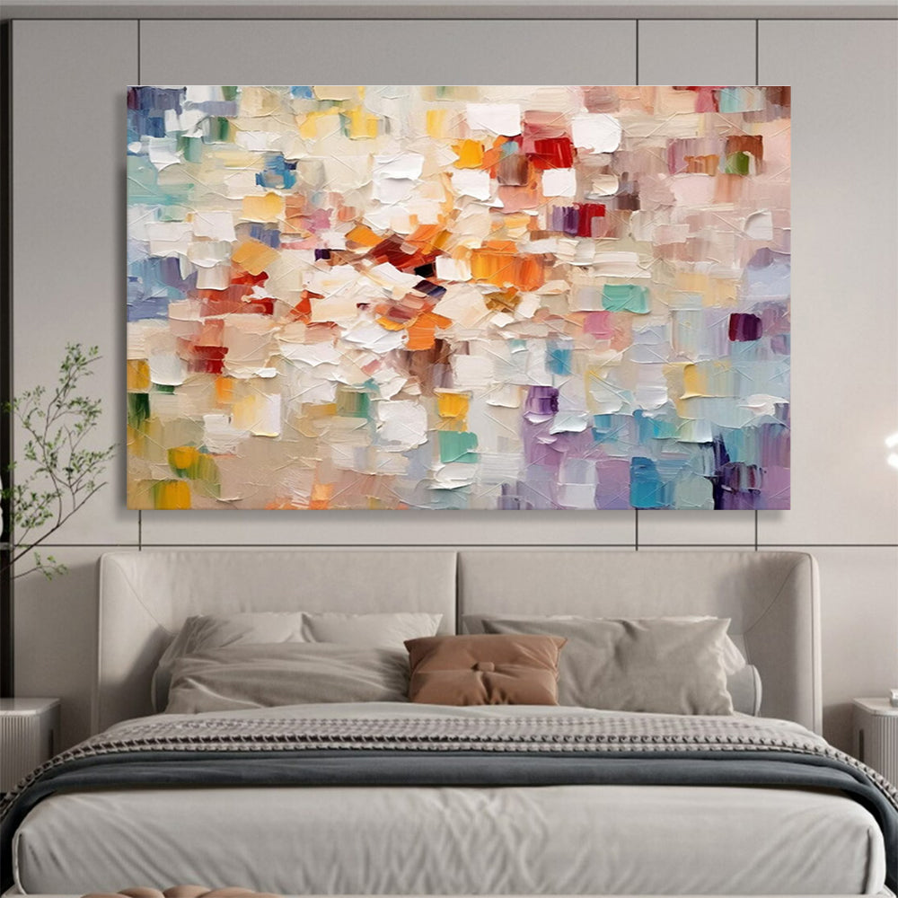 “Soft - Colored Patchwork - Pastel Squares Abstract Painting On Canvas” DKH862