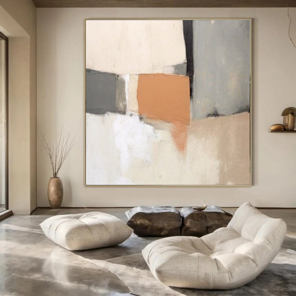 “Earth - Tone Geometric Collage” – Minimalist Abstract Art CT1040