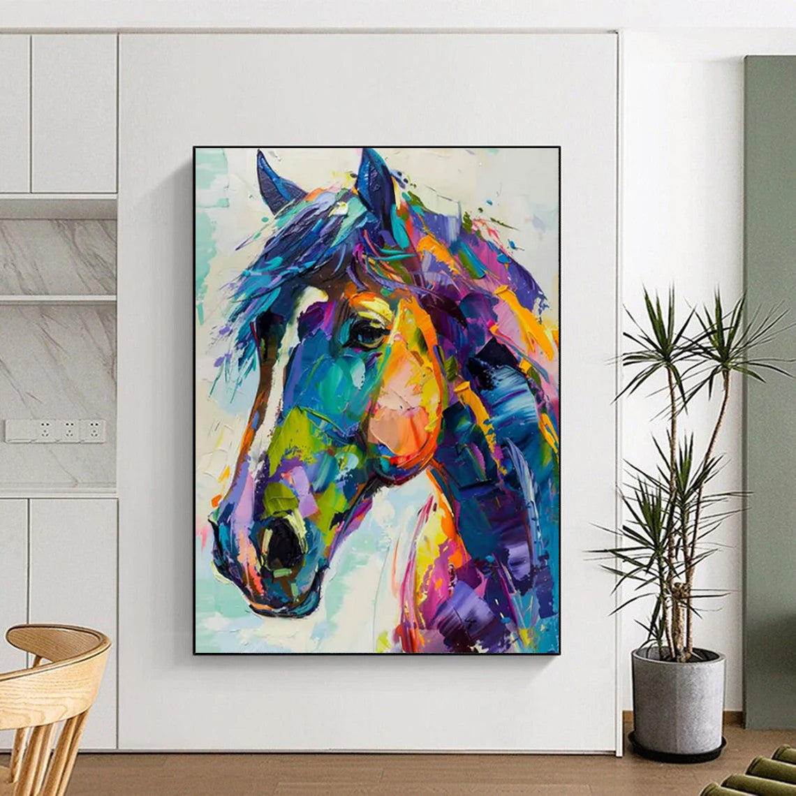 “Colorful Horse” - Multicolor Equine Portrait Painting On Canvas CT2239