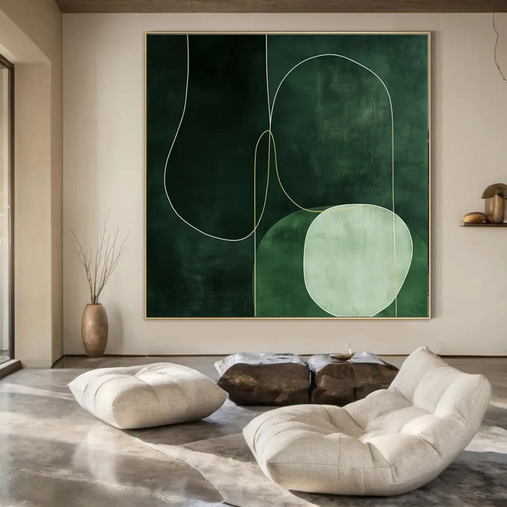 “Green - Toned Abstract” ,Abstract Minimalist Acrylic Art CT0951