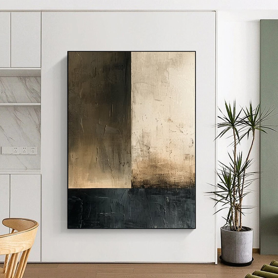 “Neutral Tonal Divide” - Abstract Minimalist Painting On Canvas DTP016
