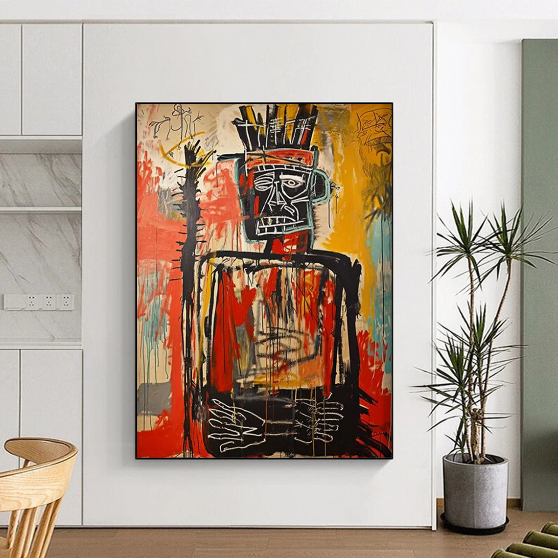 “Regal Tribal Figure” - Basquiat - Inspired Street Art Painting On Canvas DTP108