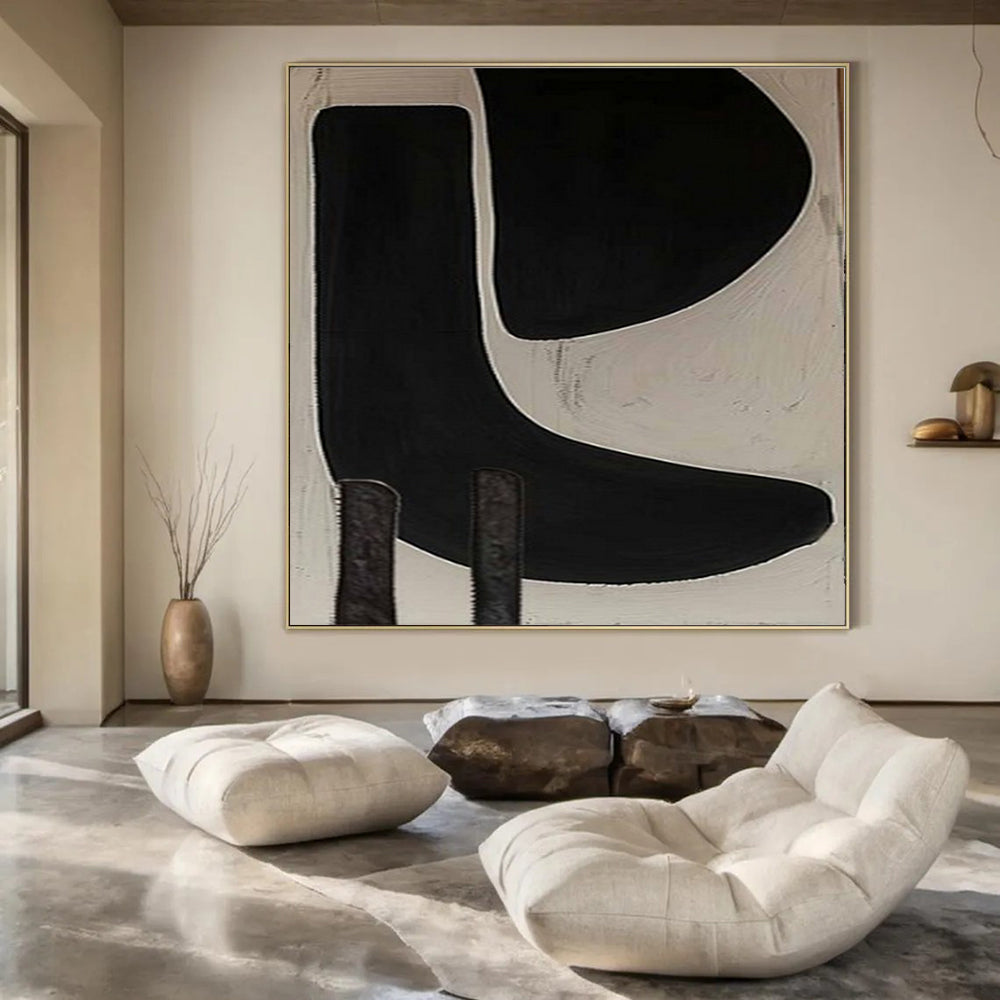 “Black and White Geometric Forms” – Abstract Geometric Painting CT1073