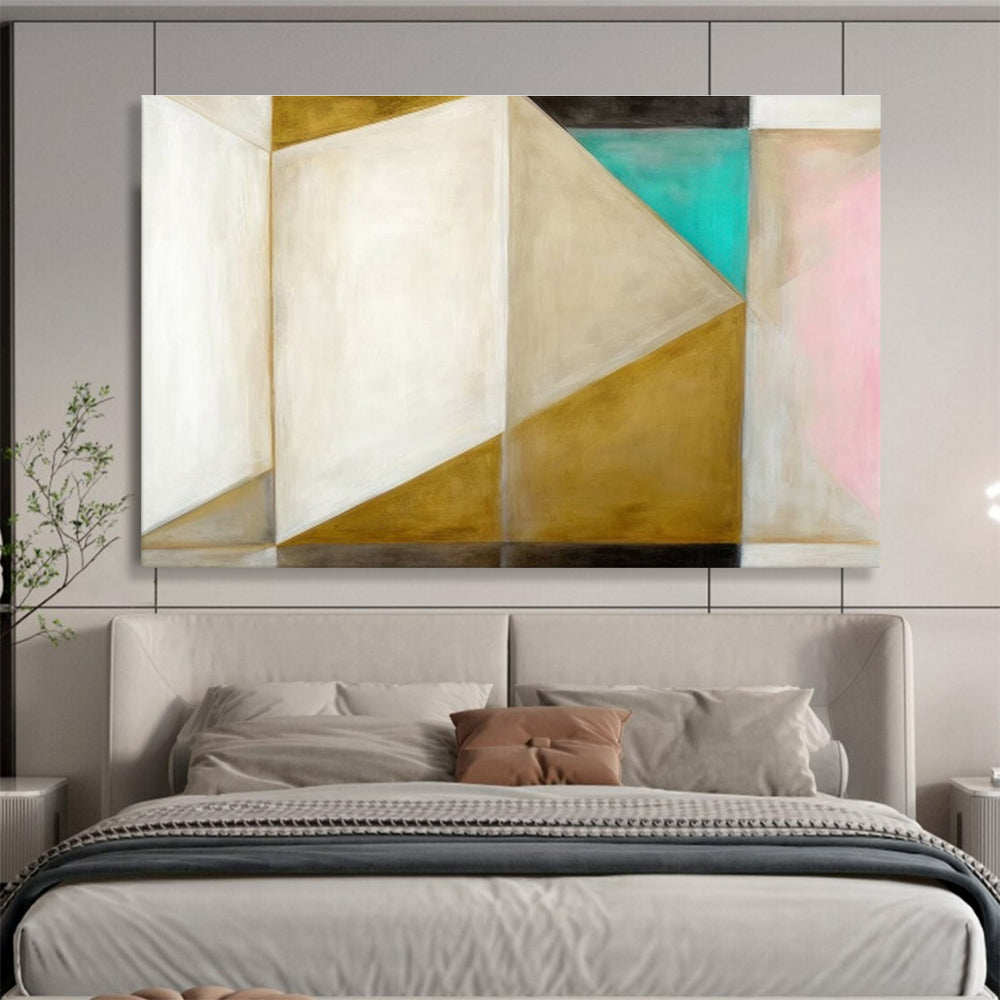 Geometric Shapes in Gold and Pastels Painting On Canvas DKH283