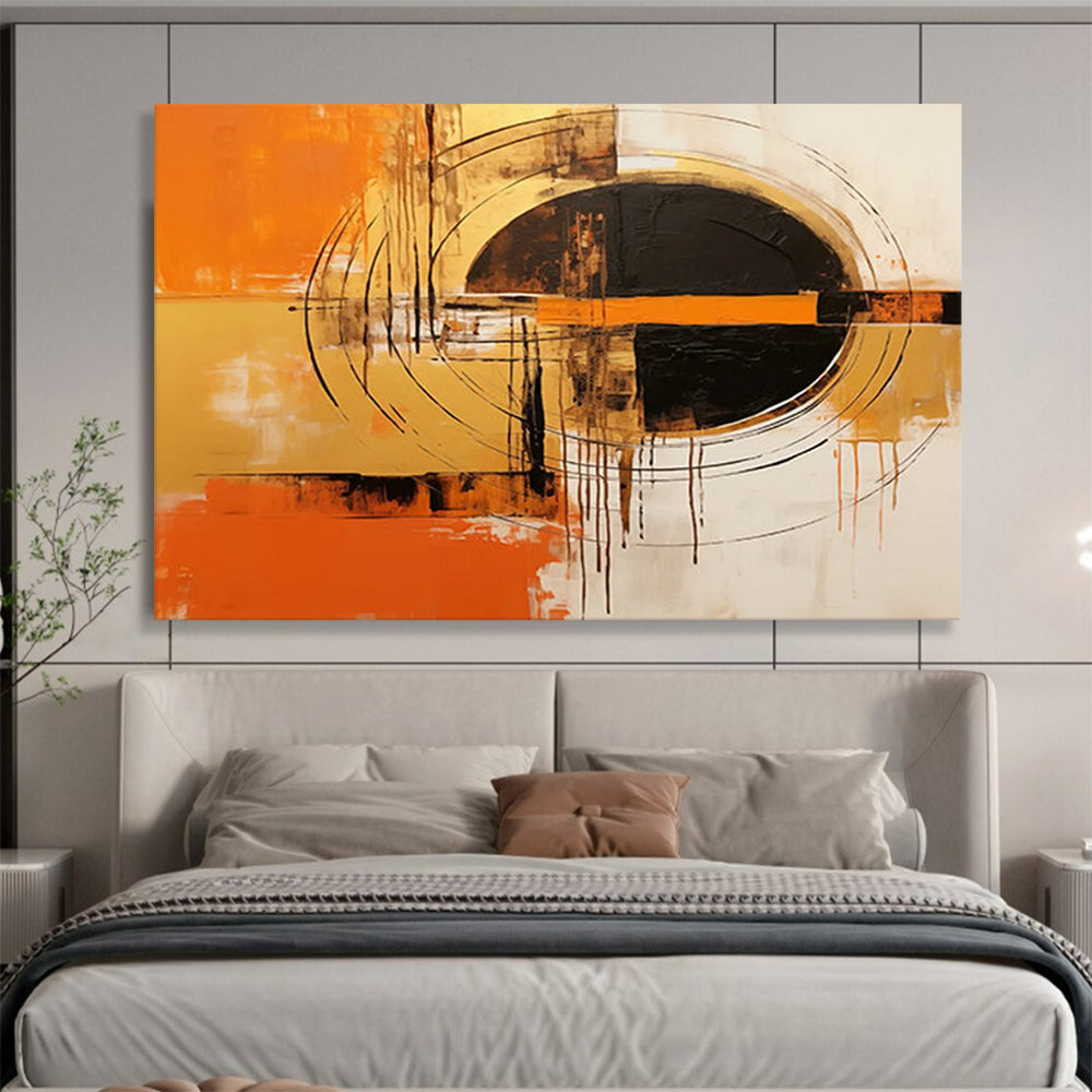 “Vibrant Orange And Black Abstraction” Abstract Painting On Canvas DLZ105