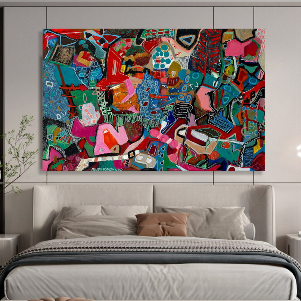 Vibrant Colorful Abstract - Abstract Expressionist Painting On Canvas DLZ242