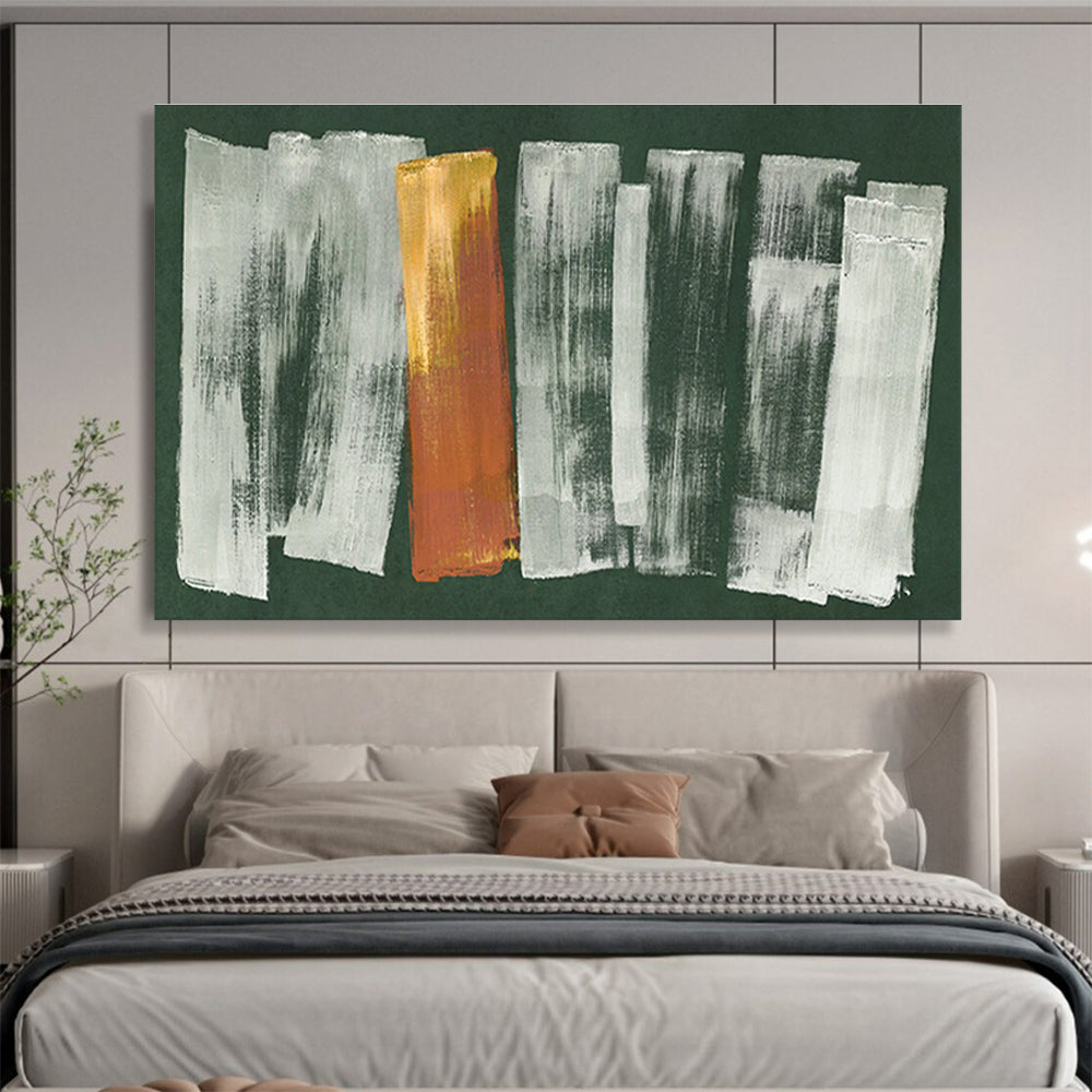 Green Background with Colorful Strokes - Abstract Expressionist Painting On Canvas DKH612