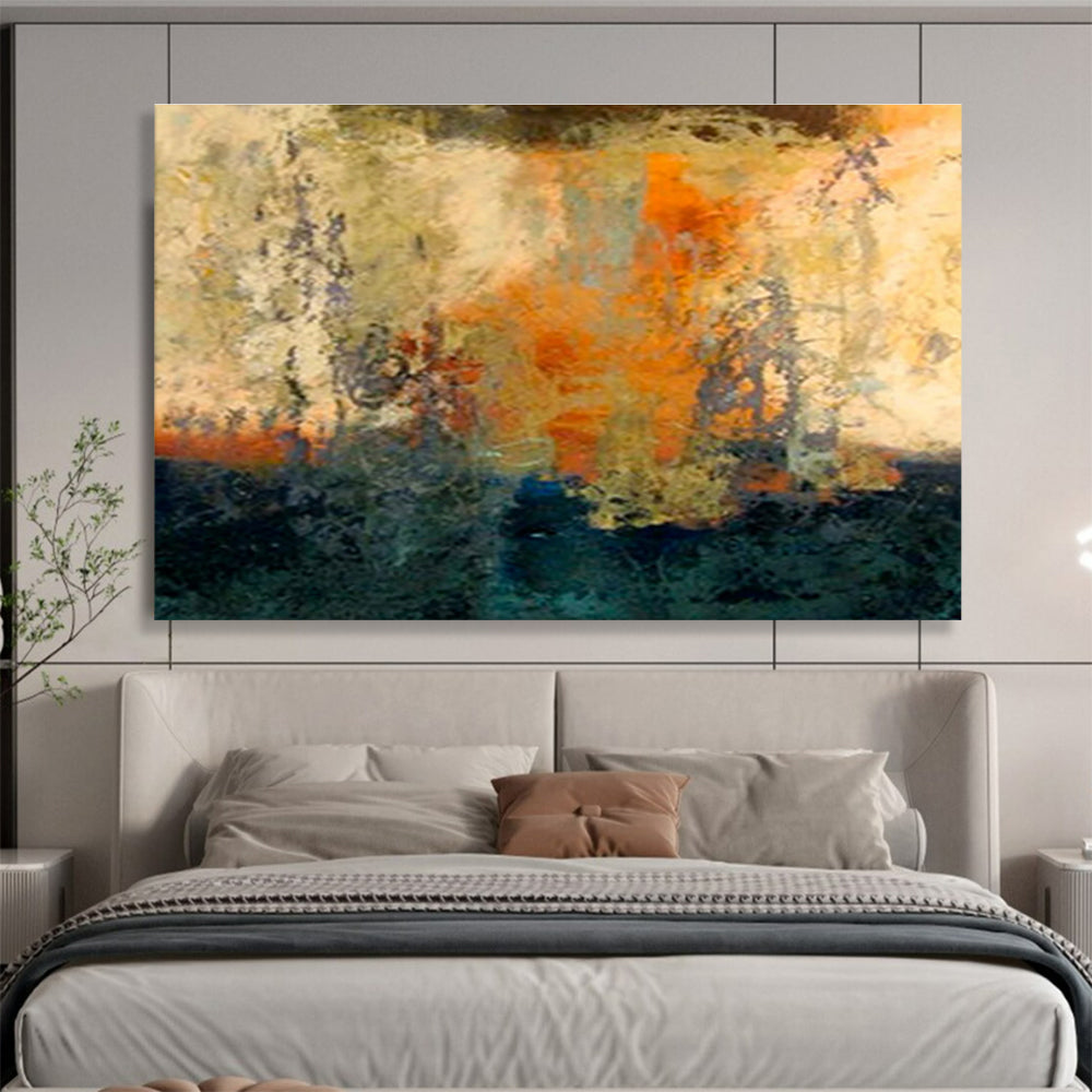 “Warm - Toned Abstract Composition” Abstract Fauvist - Inspired Painting On Canvas DKH378