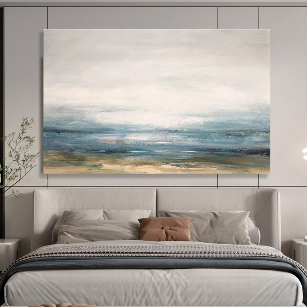 Misty Shore Softly Painted Coastal Abstract Painting On Canvas DKH174