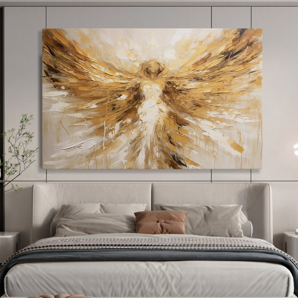 “Golden Winged Angel” Impasto Spiritual Painting On Canvas DLZ082