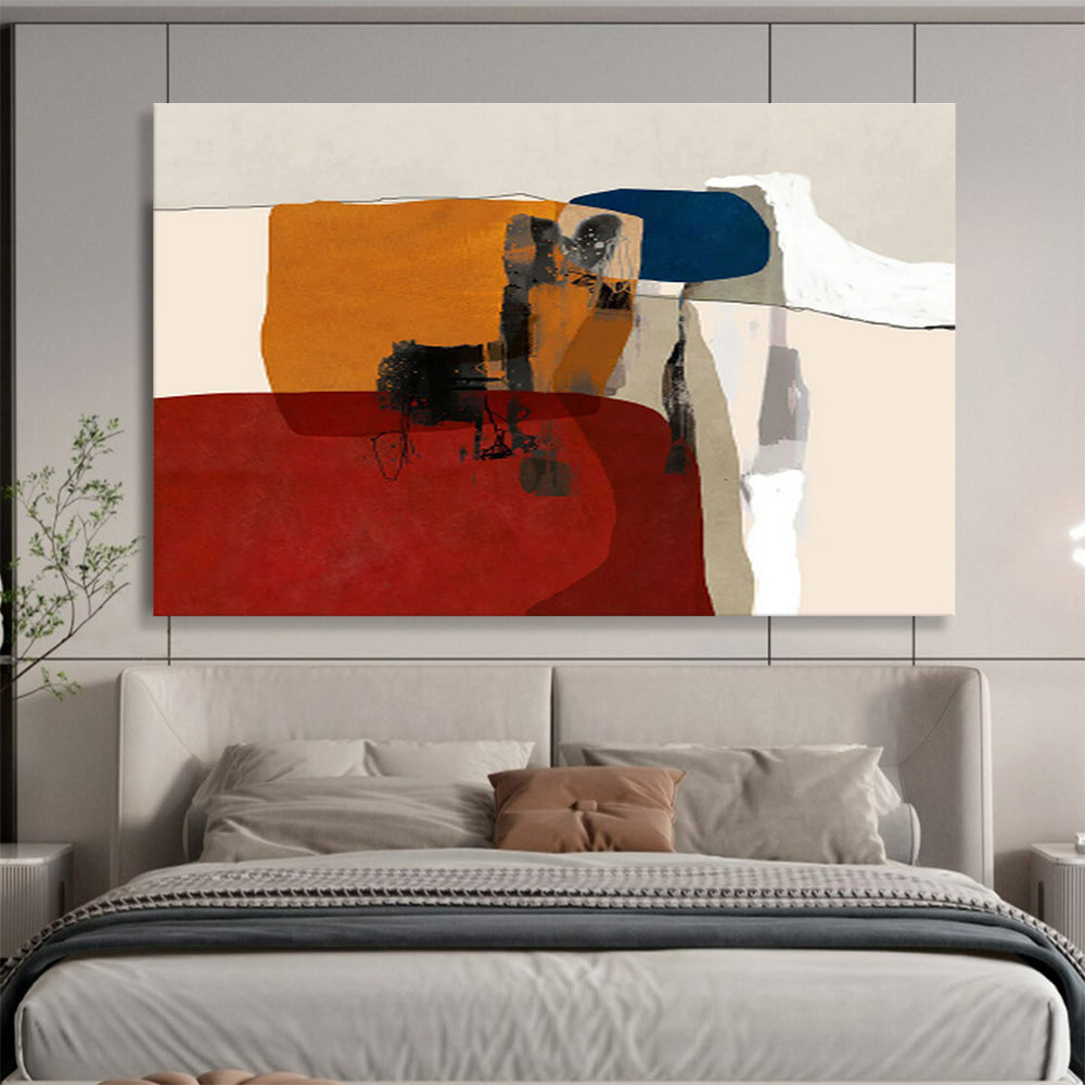 “Color Block Abstraction: Warm Tones” Abstract Modern Painting On Canvas DKH357