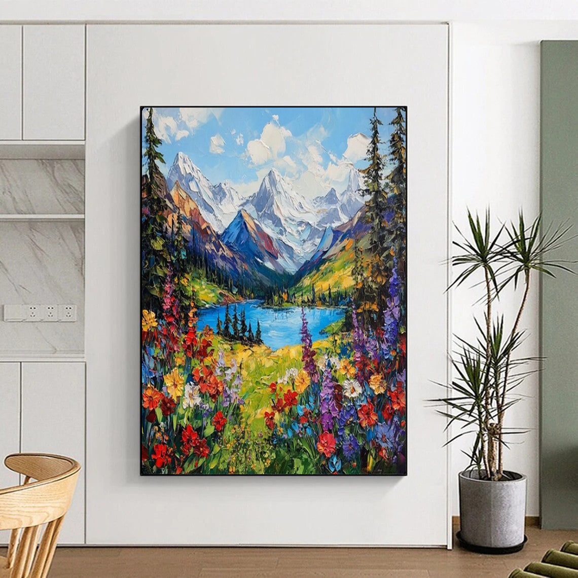“Vibrant Mountain Landscape” – Impressionistic Oil Painting On Canvas CT2156