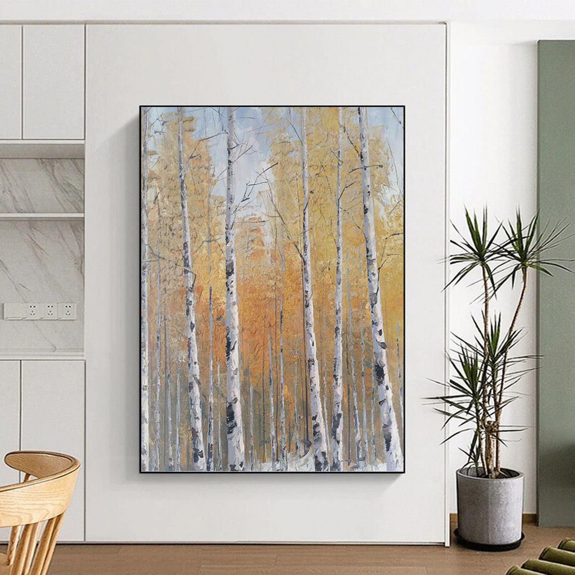 Autumn Birch Forest - Landscape Painting On Canvas DKH1299