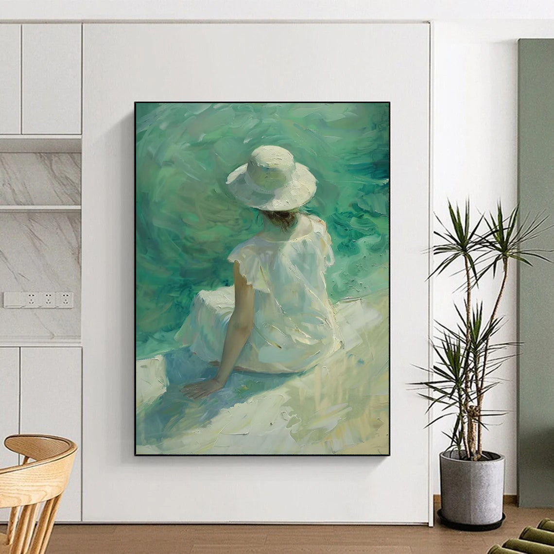 “Seaside Serenity” - Impressionist Figure Painting On Canvas DTP088