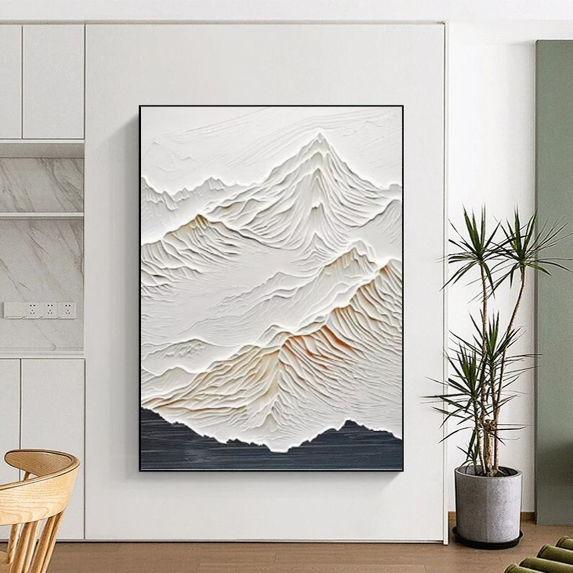 “White Textured Mountain Relief” Painting On Canvas DKH0985