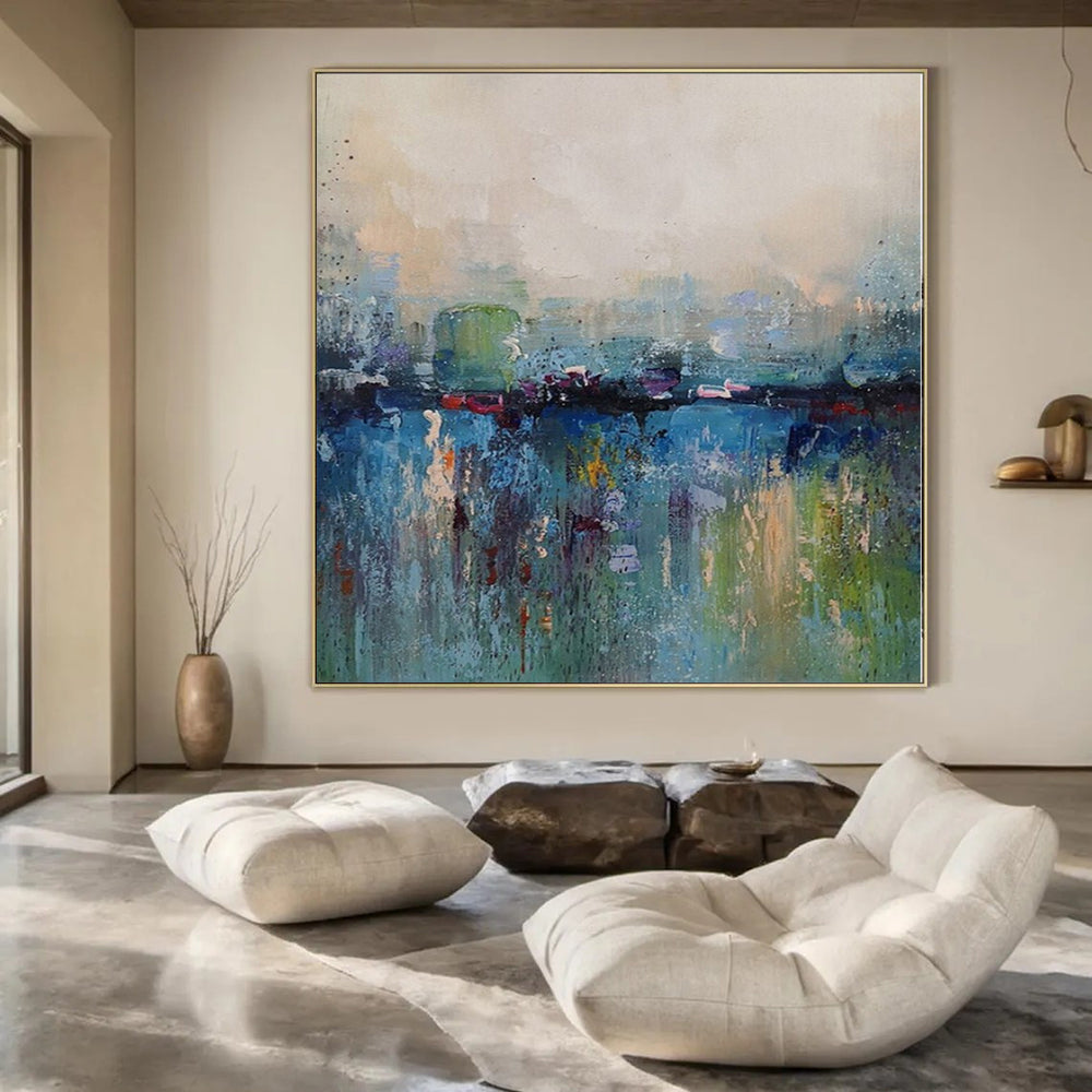 “Colorful Blurred Cityscape Reflection” – Abstract Cityscape Painting CT1120