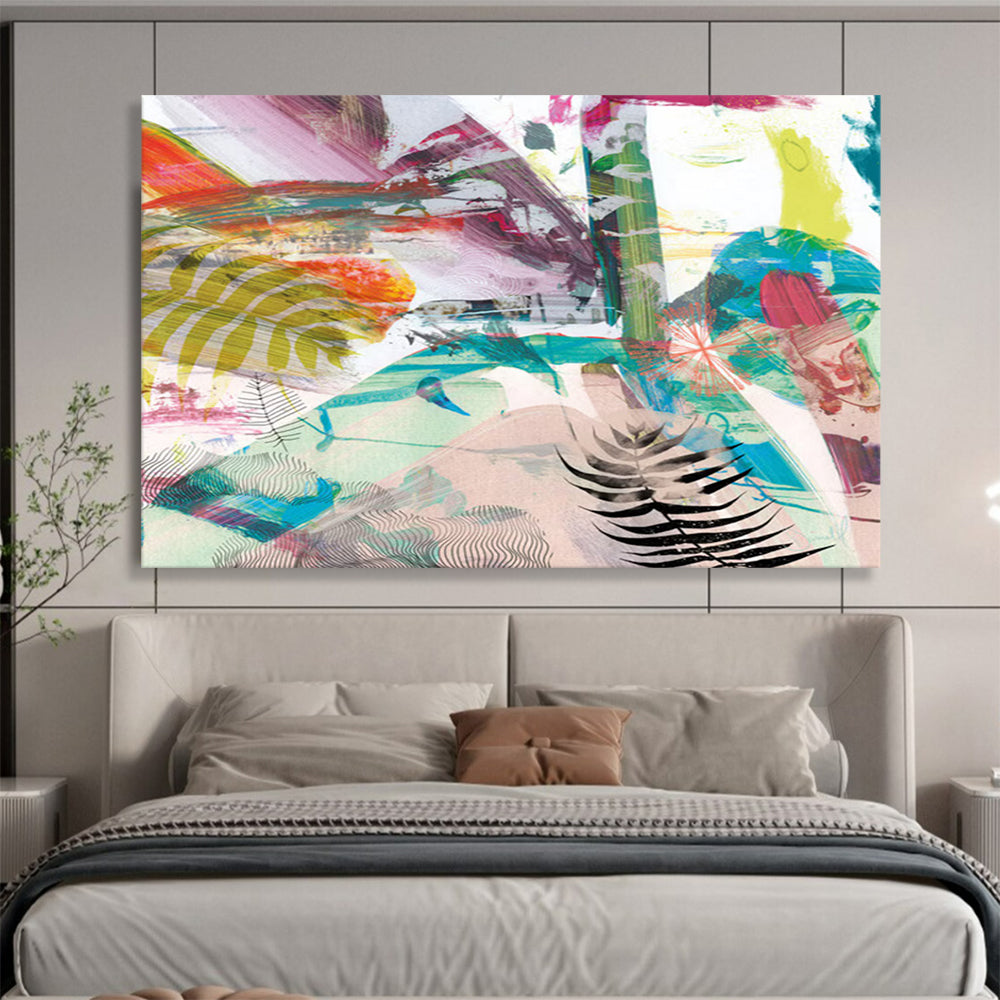 “Vibrant Tropical Collage” Nature - Inspired Abstract Painting On Canvas DLZ118