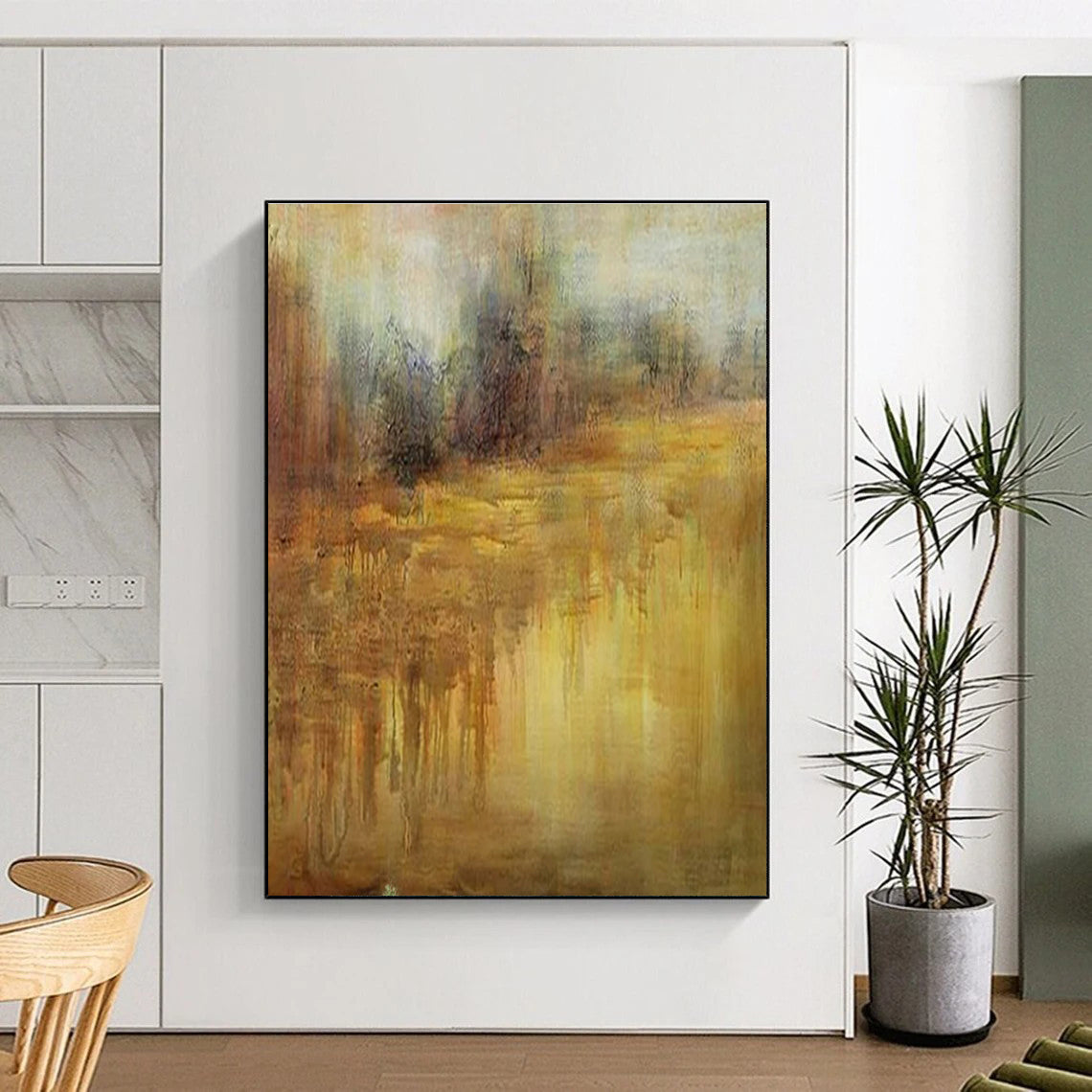 “Warm Earth Tones Landscape” ,Abstract Landscape Oil Painting CT0894