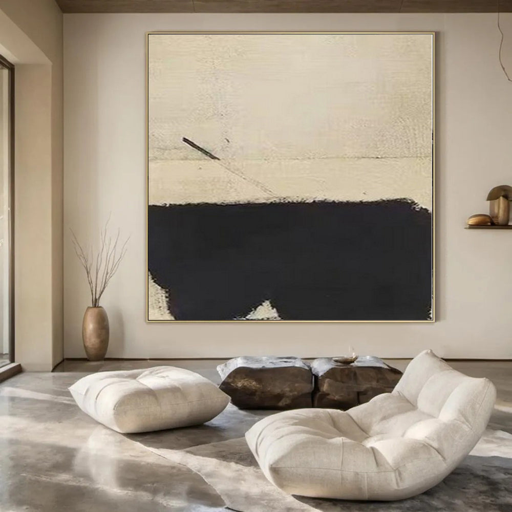 “Minimalist Beige - Black Line” – Minimalist Abstract Art CT1166