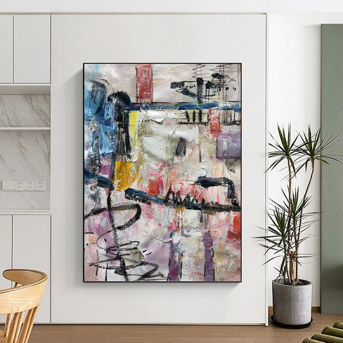 Colorful Urban Abstract Collage - Abstract Expressionist Painting On Canvas DKH1294