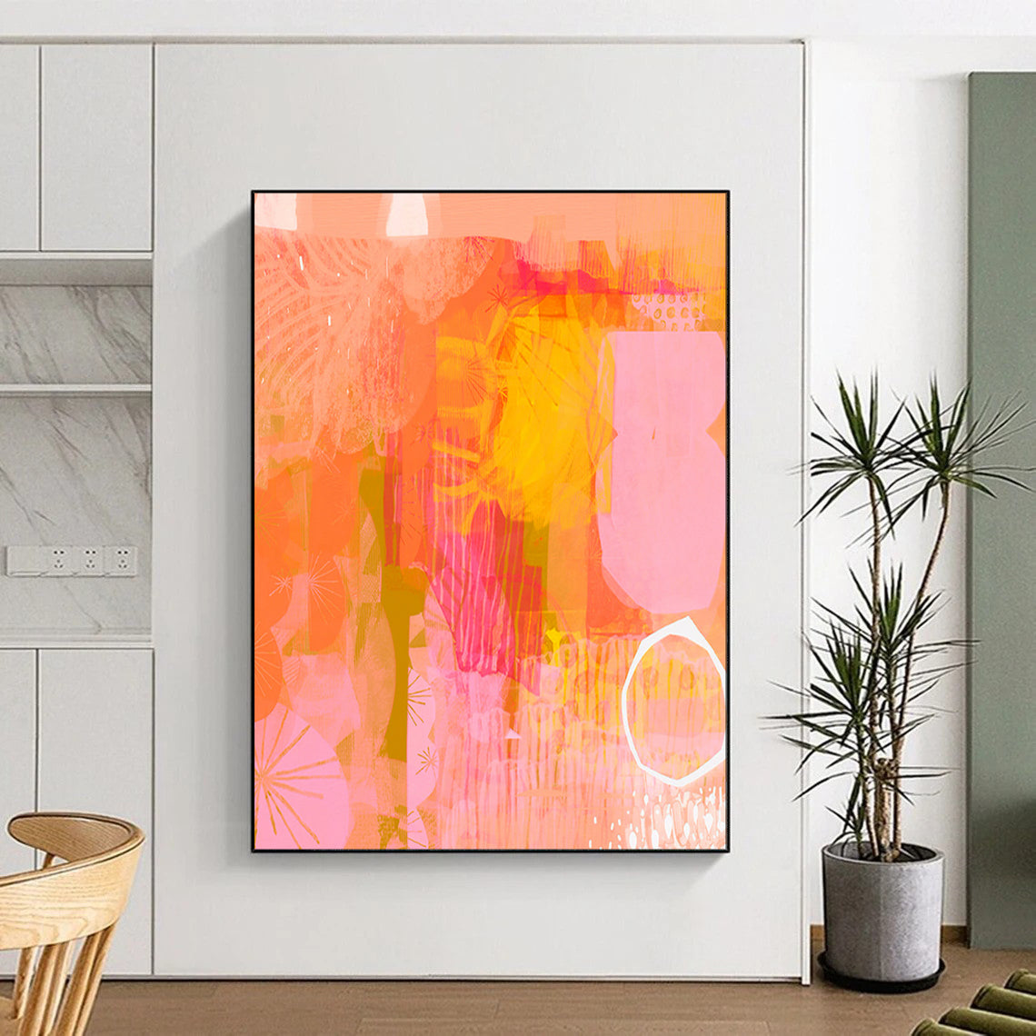 “Coral - Toned Abstract Layers” - Abstract Mixed - Media Art CT2003