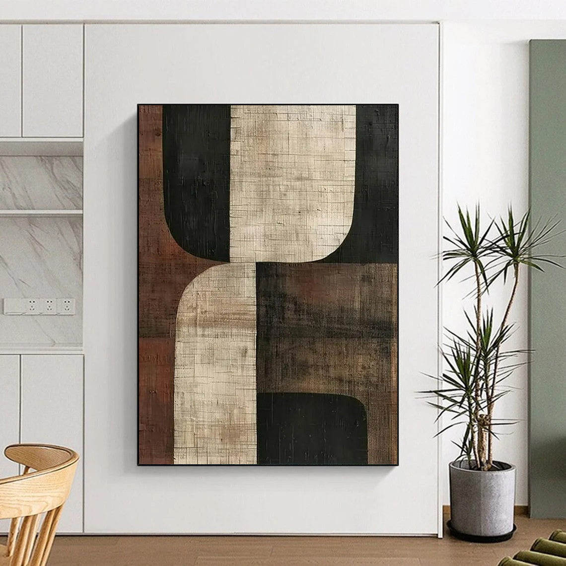 “Geometric Neutral Abstract” - Abstract Painting On Canvas CT2357