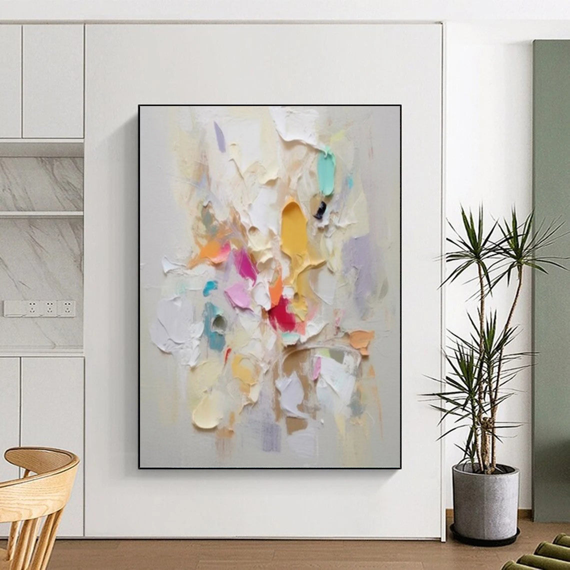“Pastel Impasto Burst” - Multicolor Textured Painting On Canvas DKH0973