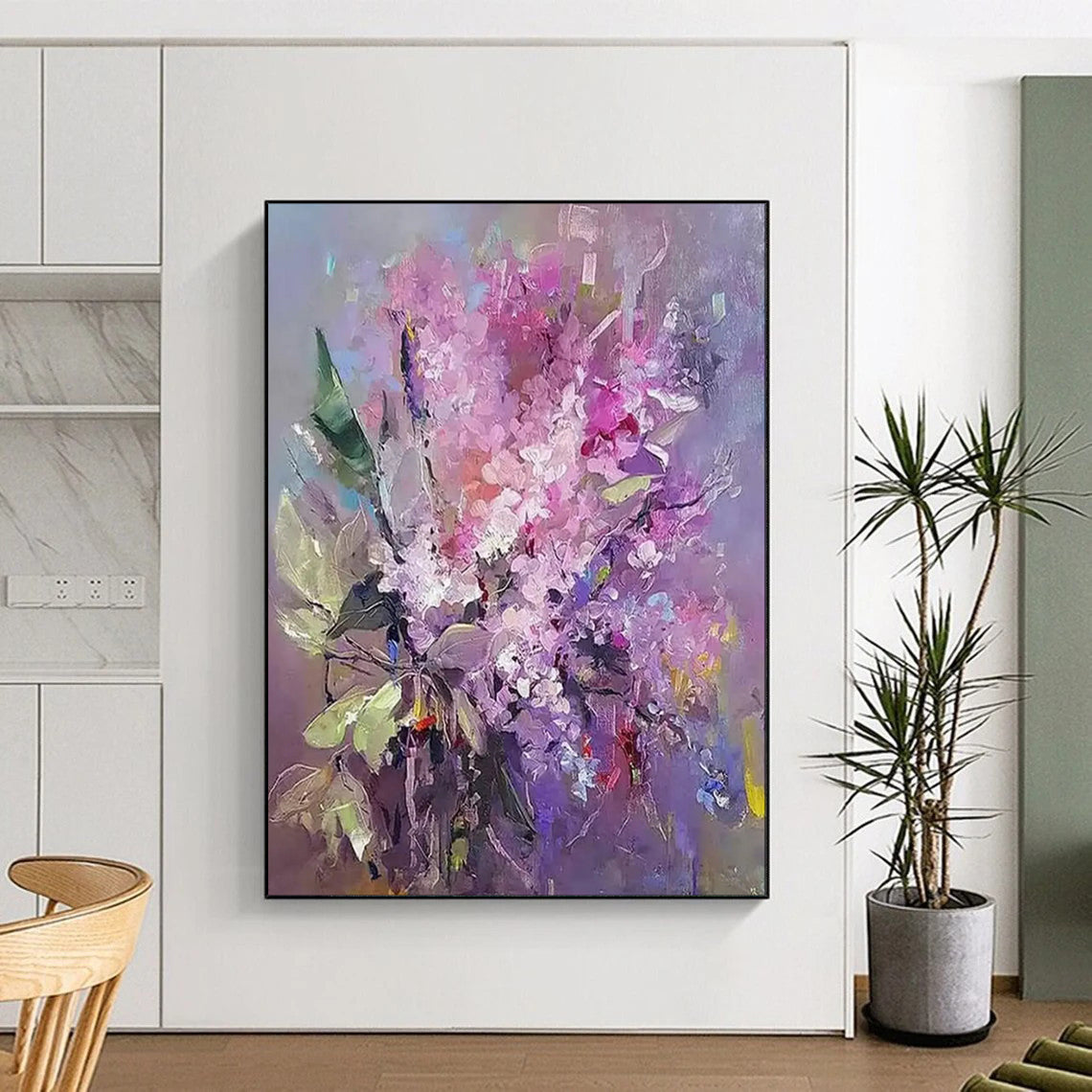 “Lilac Blooms in Soft Light” – Impasto Floral Painting On Canvas CT2109