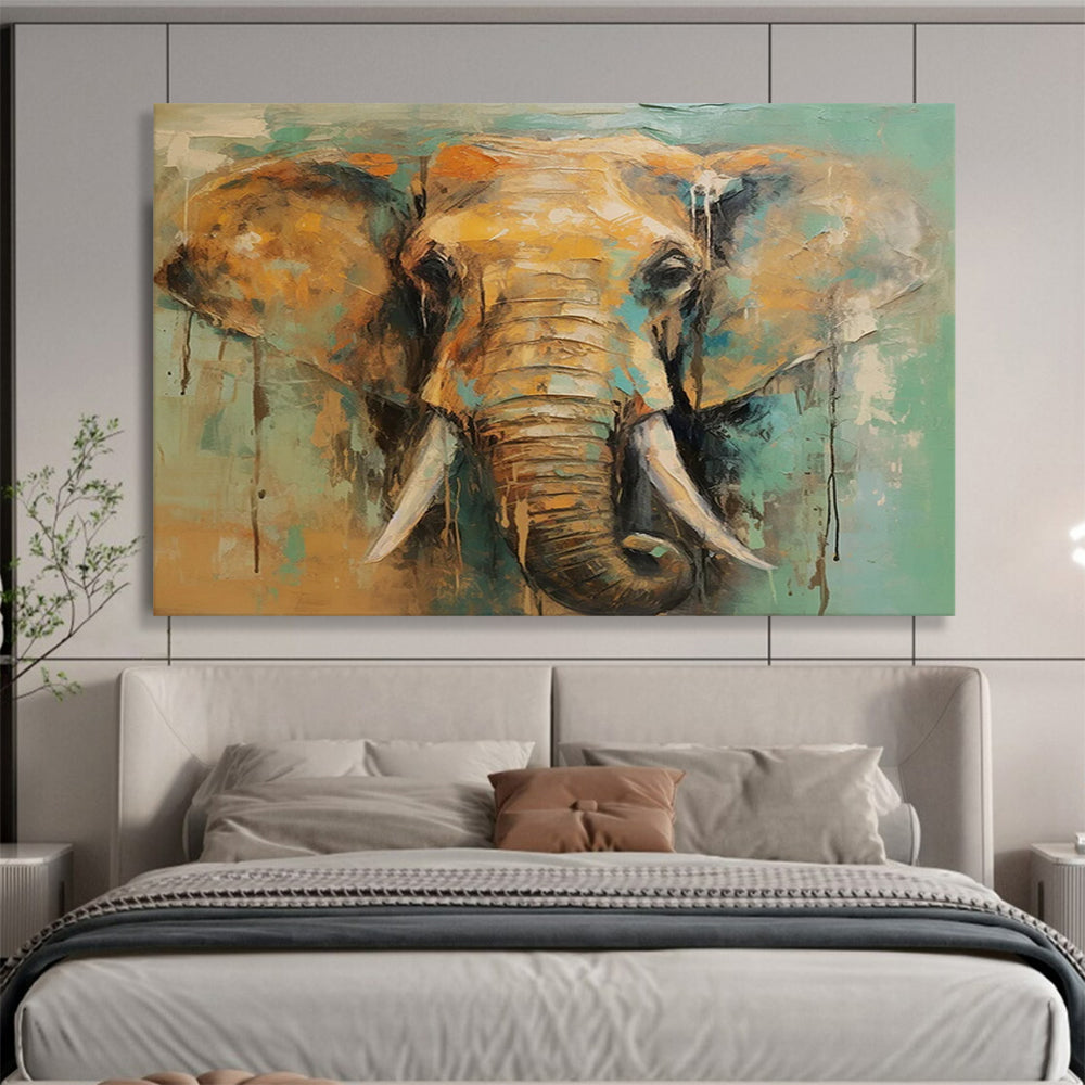 “Colorful Elephant Portrait” Expressive Animal Painting On Canvas DLZ083