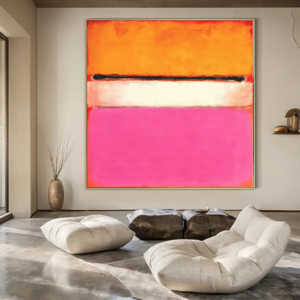 “Color Block Harmony (Orange - Pink - White)” – Color Field Painting CT1184
