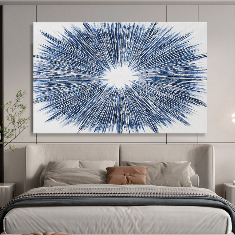 Radiating Blue Lines Star - like Painting On Canvas DKH212