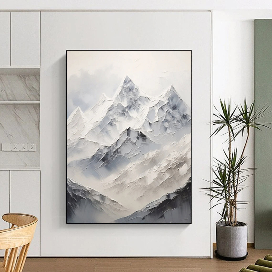Snowy Mountain Peaks - Abstract Landscape Painting On Canvas DKH1248
