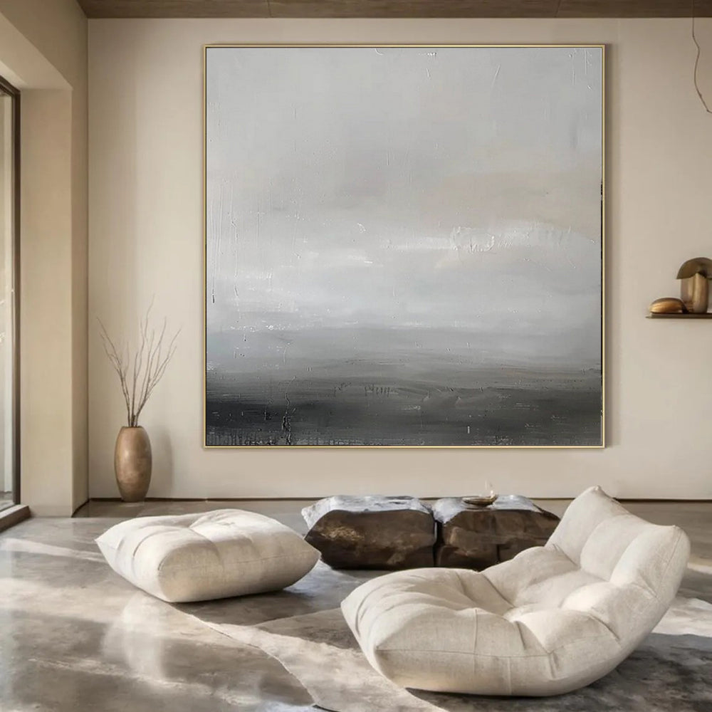 “Gray, White Minimalist Horizon” – Minimalist Abstract Art CT1013