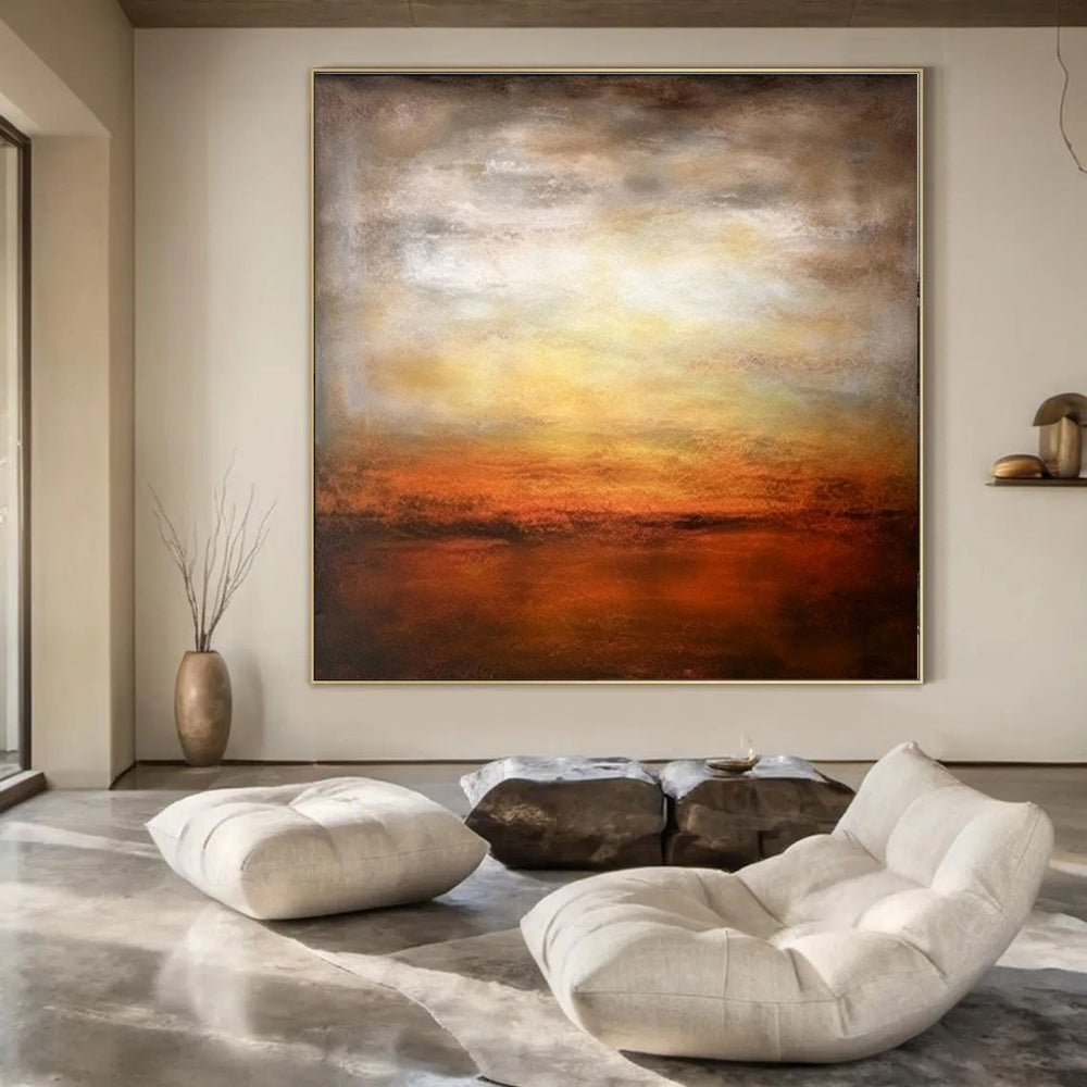 “Warm Sunset Landscape” ,Abstract Landscape Oil Painting CT0917