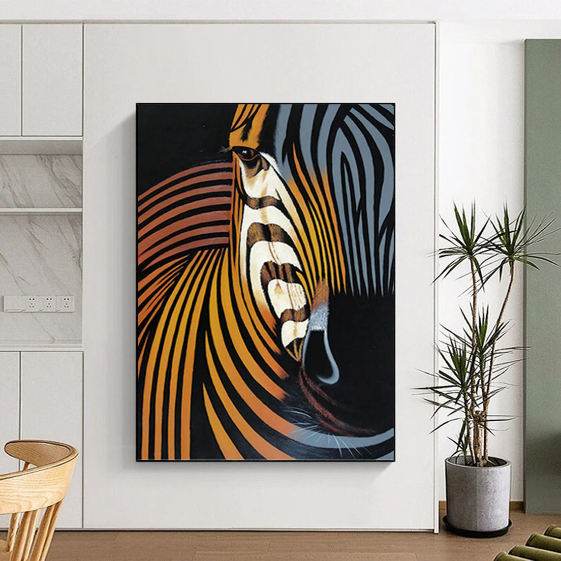 Abstract Zebra in Warm Tones - Wildlife Painting On Canvas DKH1447