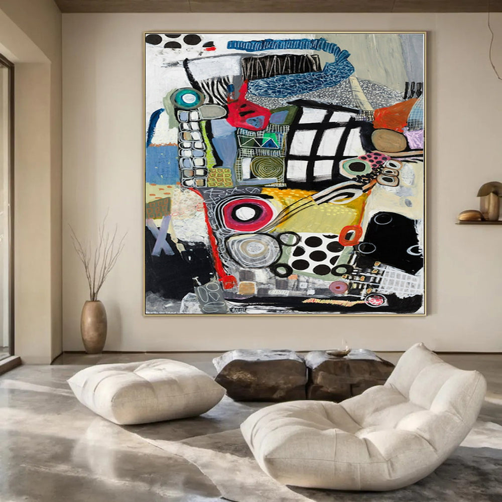 “Eclectic Colorful Abstract Collage” – Mixed - Media Abstract Art CT1172