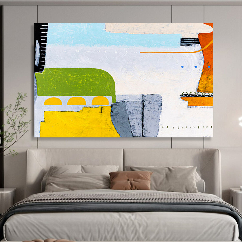 “Green - Yellow Geometric Harmony” Abstract Acrylic Painting On Canvas DKH545