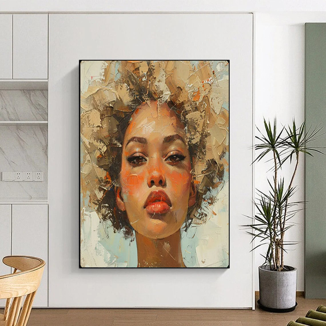 “Textured Afro - Centric Portrait” – Impasto Oil Painting On Canvas CT2160