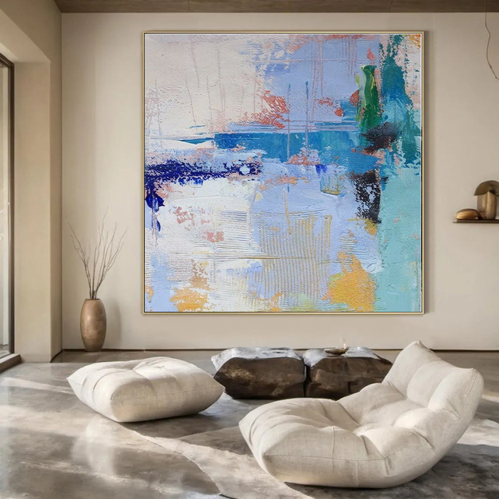 Blue - based Colorful Abstract - Abstract Expressionist Acrylic Painting CT1386