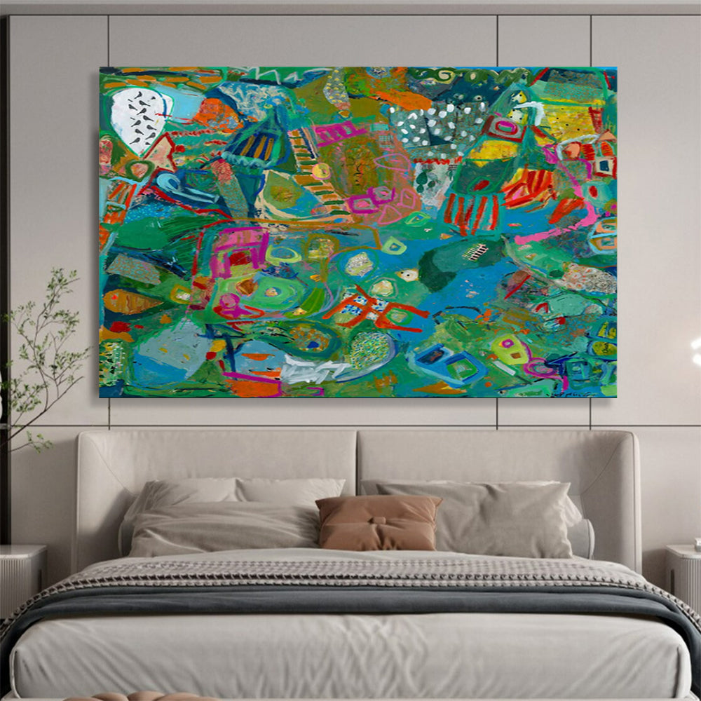 Colorful Abstract Landscape - Abstract Expressionist Painting On Canvas DLZ235