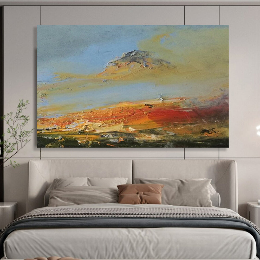 “Colorful, Textured Landscape ‘Vibrant Mountain Sunset’” - Impasto Landscape Painting On Canvas DLZ039