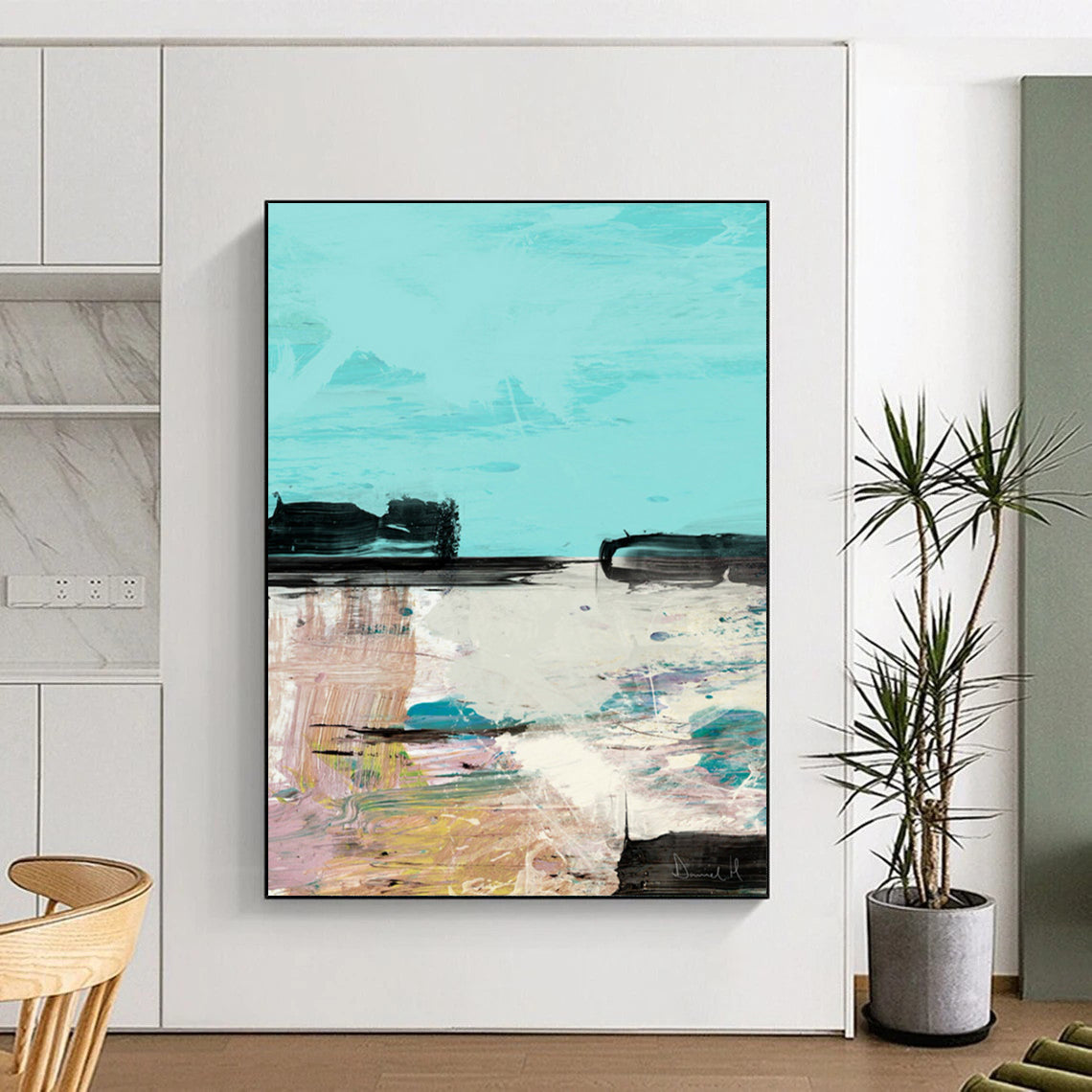 “Pastel Coastal Abstract” - Soft - Colored Coastal Abstract Painting On Canvas DTP197