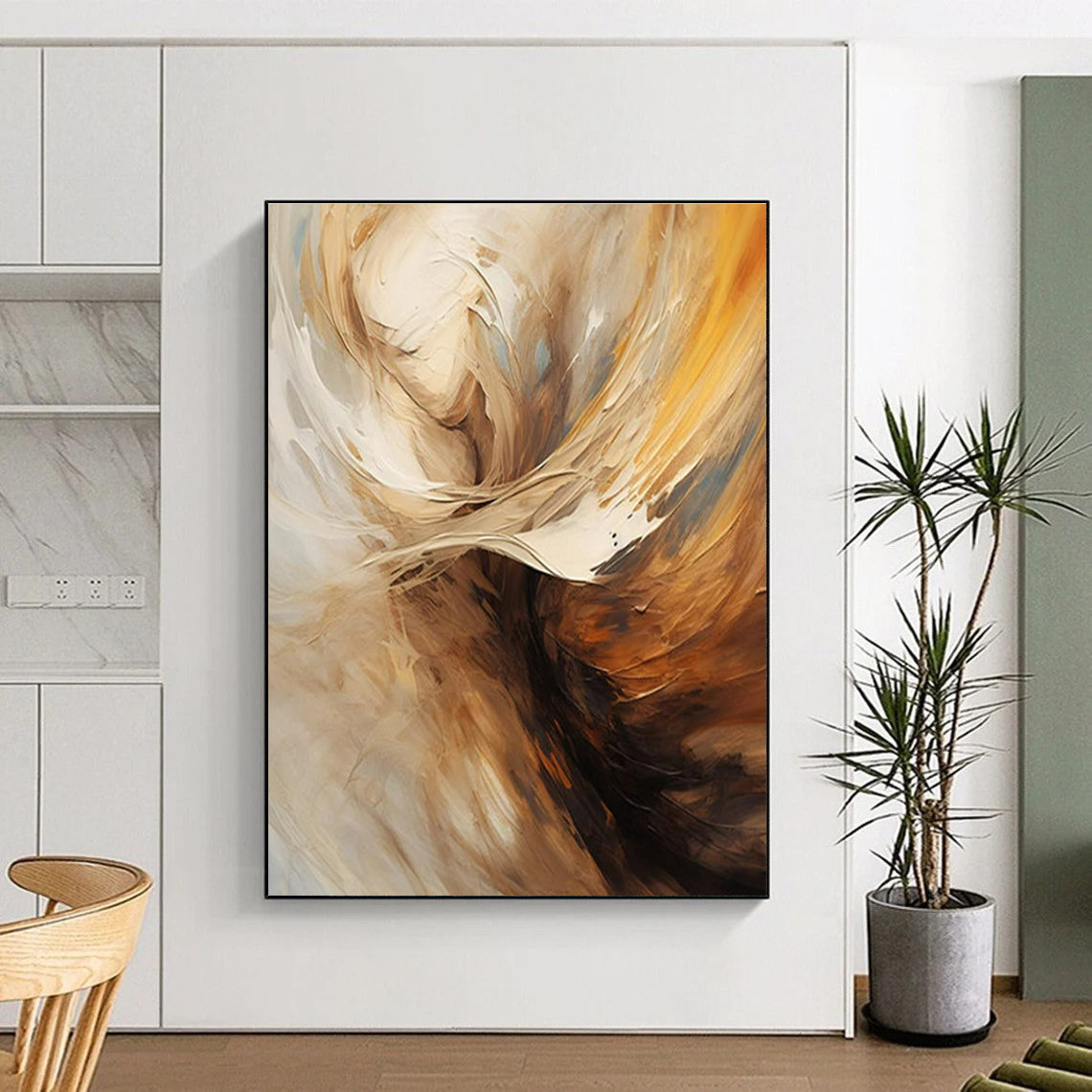 “Beige - Brown Abstract Figure” ,Abstract Figurative Painting CT0819