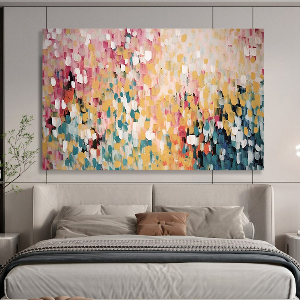 “Colorful Dot Burst” Abstract Pointillism Painting On Canvas DLZ166