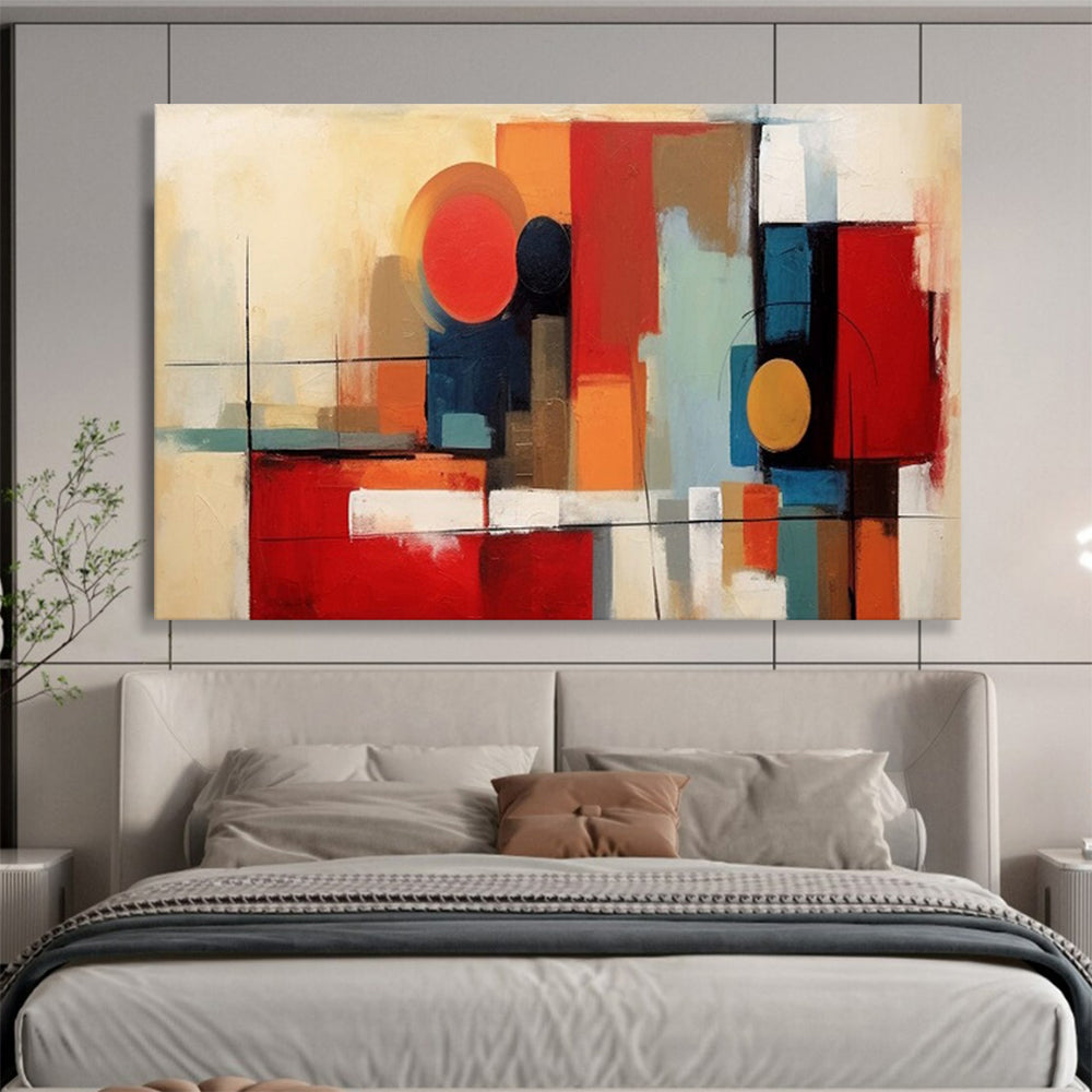 Geometric Abstract Shapes - Cubist - Inspired Painting On Canvas DLZ219